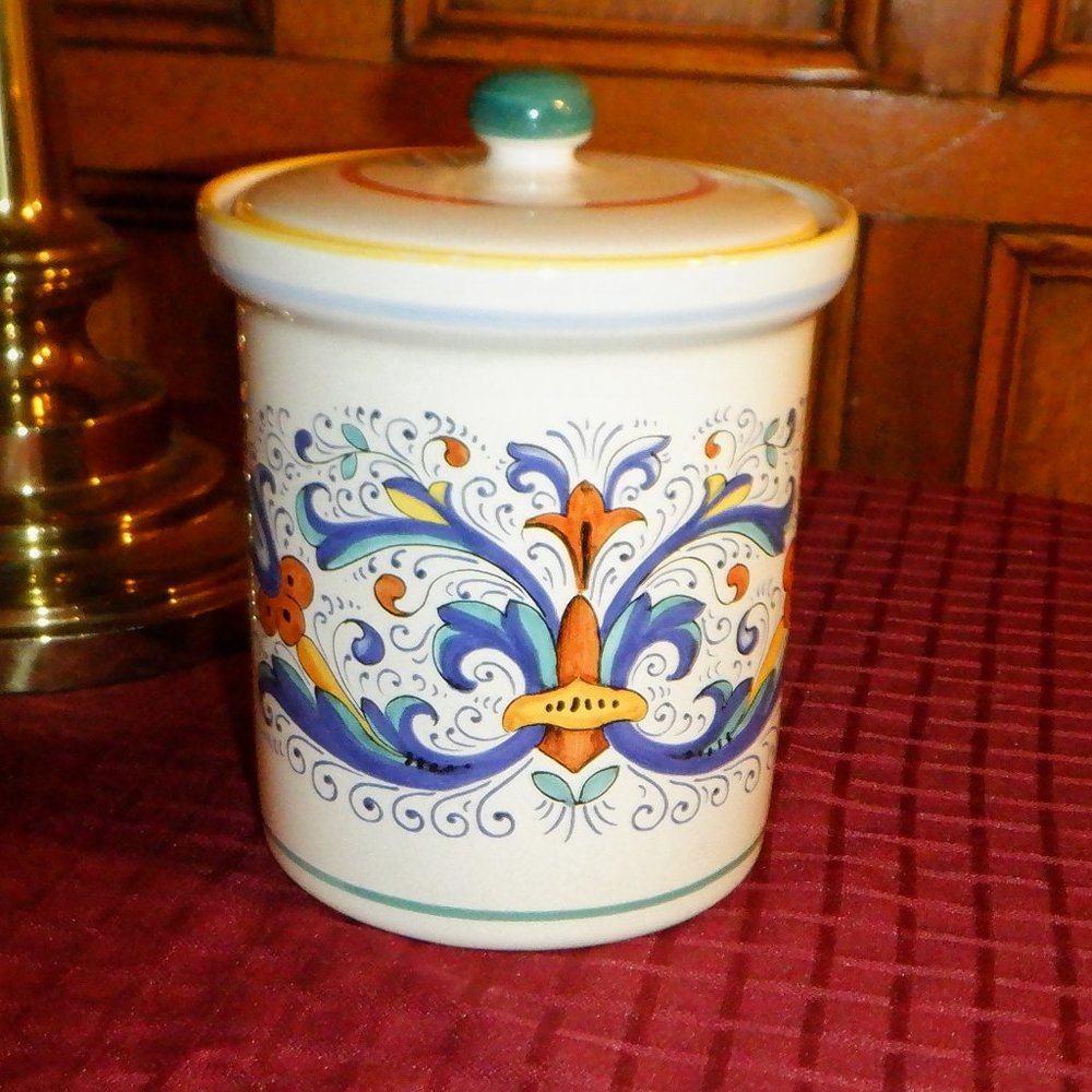 DERUTA Ceramiche CANISTER / Sealable Lid ~ RICCO Pattern ~ Made in Italy